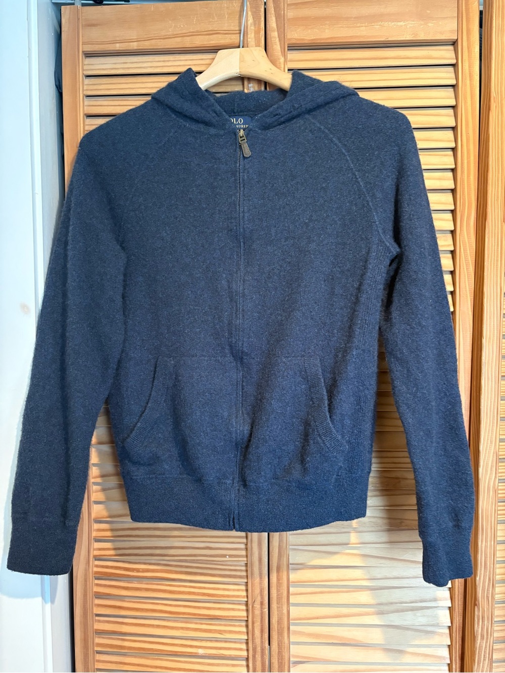 Polo Ralph Lauren Navy Full Zip-Up Hoodie Cashmere luxury Medium Cozy casual
